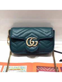 Gucci GG Marmont Matelassé Chevron Super Mini Chain Shoulder Bag 476433 Green 2017