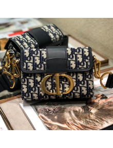 Dior 30 Montaigne CD Oblique Canvas Mini Box Shoulder Bag Blue 2019