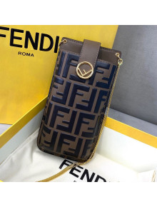 Fendi FF Leather Phone pouch with Chain Brown 2021