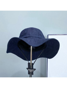 Prada Denim Wide Brim Hat Blue 2021