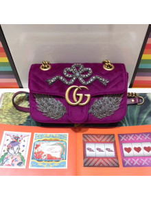 Gucci GG Marmont Embroidered Velvet Mini Bag 446744 Fuchsia 2017