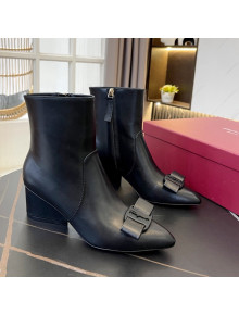 Salvatore Ferragamo Viva Calfskin Bow Boots 5.5cm All Black 2021