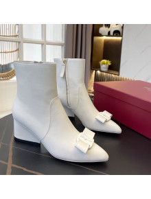Salvatore Ferragamo Viva Calfskin Bow Boots 5.5cm All White 2021