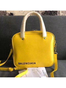 Balen...ga Calfskin Small Triangle Square Shoulder Bag Yellow 2018