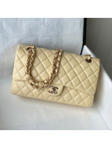 Chanel Quilted Lambskin Classic Medium Flap Bag A01112 Yellow/Light Gold 2021