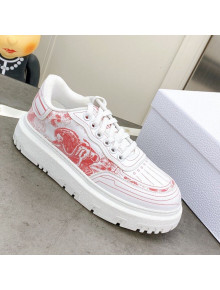 Dior Addict Sneakers in Red Toile de Jouy Technical Fabric 2021