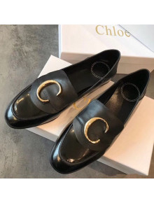 Chloe Calfskin C Flat Loafers Black 2019