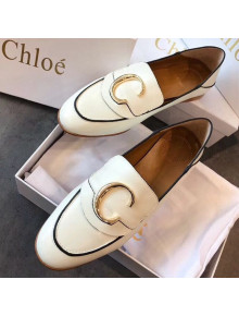 Chloe Calfskin C Flat Loafers White 2019