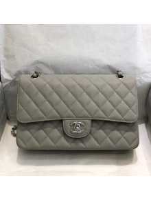 Chanel Quilted Grained Calfskin Medium Classic Flap Bag A01112 Grey/Silver 2021