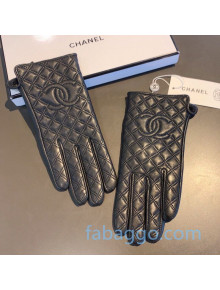 Chanel Quilted CC Lambskin and Cashmere Gloves 07 Black 2020