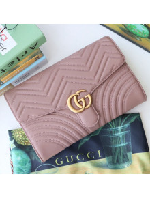 Gucci GG Marmont Chevron Leather Clutch 498079 Pink 2019