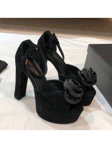 Saint Laurent Suede Platform Sandals 13.5cm All Black 2021