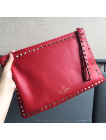 Valentino Rockstud Leather Pouch 1092 Red 2021