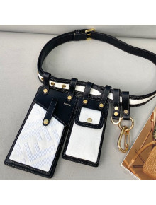 Fendi FF Denim Multi-accessory Pocket Belt Bag White 2021