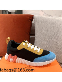Hermes Bouncing Technical Canvas and Suede Sneakers Black/Blue 2021 