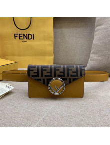 Fendi FF Leather Belt Bag Black With Chain Yellow 2018