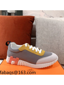 Hermes Bouncing Technical Canvas and Suede Sneakers Grey 2021 02