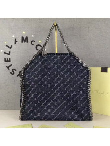 Stella McCartney Lettering Denim Falabella Fold Over Tote Bag Blue 2020