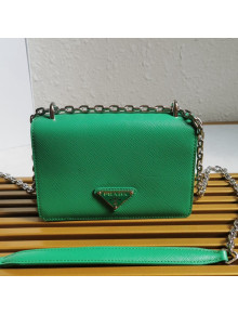 Prada Nylon and Saffiano Leather Shoulder Bag 1BD032 Green 2021
