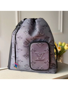 Louis Vuitton Men's 2054 Drawstring Backpack Bag M44940 Grey/Black/Rainbow 2020