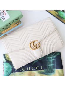 Gucci GG Marmont Chevron Leather Clutch 498079 White 2019