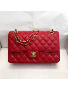 Chanel Quilted Big Grained Calfskin Medium Classic Flap Bag A01112 Red/Gold 2021