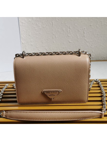 Prada Nylon and Saffiano Leather Shoulder Bag 1BD032 Beige 2021