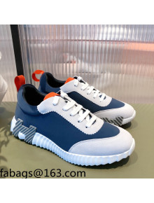 Hermes Bouncing Technical Canvas and Suede Sneakers Navy Blue/White 2021 