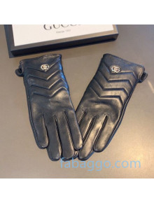 Gucci Chevron Lambskin and Cashmere GG Gloves 13 Black 2020