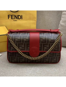 Fendi Leather and Fabric Double F Bag Red 2018