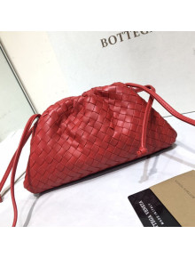 Bottega Veneta The Mini Pouch Crossbody Bag in Woven Lambskin Bright Red 2020