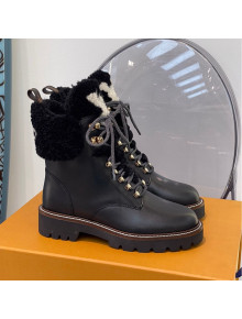 Louis Vuitton Territory Flat Range Leather and Shearling Short Boots Black 2021
