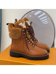 Louis Vuitton Territory Flat Range Leather and Shearling Short Boots Brown 2021