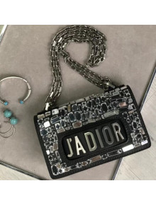 Dior Mini J'ADIOR  With Mosaic Of Mirrors Flap Bag In Black Calfskin 2018