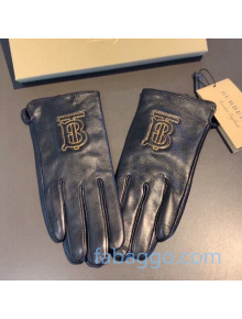 Burberry BT Lambskin and Cashmere Gloves 15 Black/Gold 2020