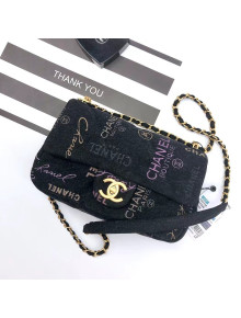 Chanel Printed Denim Small Flap Bag AS3134 Black/Multicolor 2022 TOP