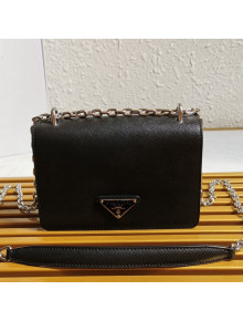 Prada Nylon and Saffiano Leather Shoulder Bag 1BD032 Black 2021