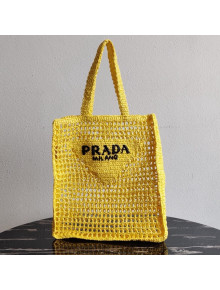 Prada Woven Raffia Tote Bag 1BG393 Yellow 2021