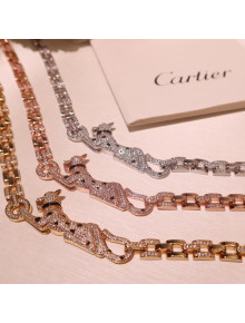Cartier Leopard Crystal Necklace Silver/Gold/Green 2021 082564