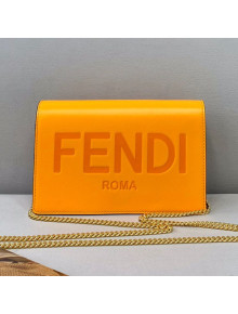 Fendi Leather Wallet on Chain Mini Bag Orange 2021
