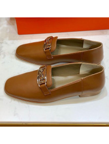 Hermes Vincennes Calfskin Flat Loafers Brown 2019