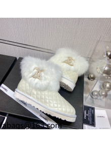 Chanel Lambskin&Rabbit Fur &Wool Lining Ankle Boots Beige 2021 111186