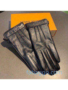 Louis Vuitton Striped Lambskin and Cashmere Gloves 22 Black 2020