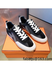 Hermes Suede Stitching H Sneakers Black 2021