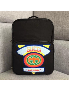 Gucci Medium Nylon Backpack with Gucci '80s patch ‎536724 2019