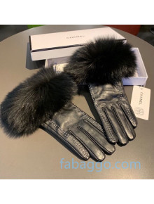 Chanel Stitching Lambskin and Fur Gloves 24 Black 2020
