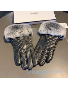 Chanel Quilted Lambskin and Fur Gloves 25 Black 2020