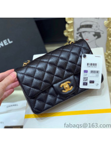 Chanel Grained Calfskin Mini Classic Flap Bag Black/Gold A01116 Original Quality 2022