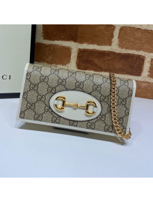 Gucci Horsebit 1955 GG Canvas Wallet with Chain WOC ‎621892 White 2020