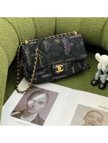 Chanel Printed Denim Large Flap Bag AS3135 Black/Multicolor 2022 